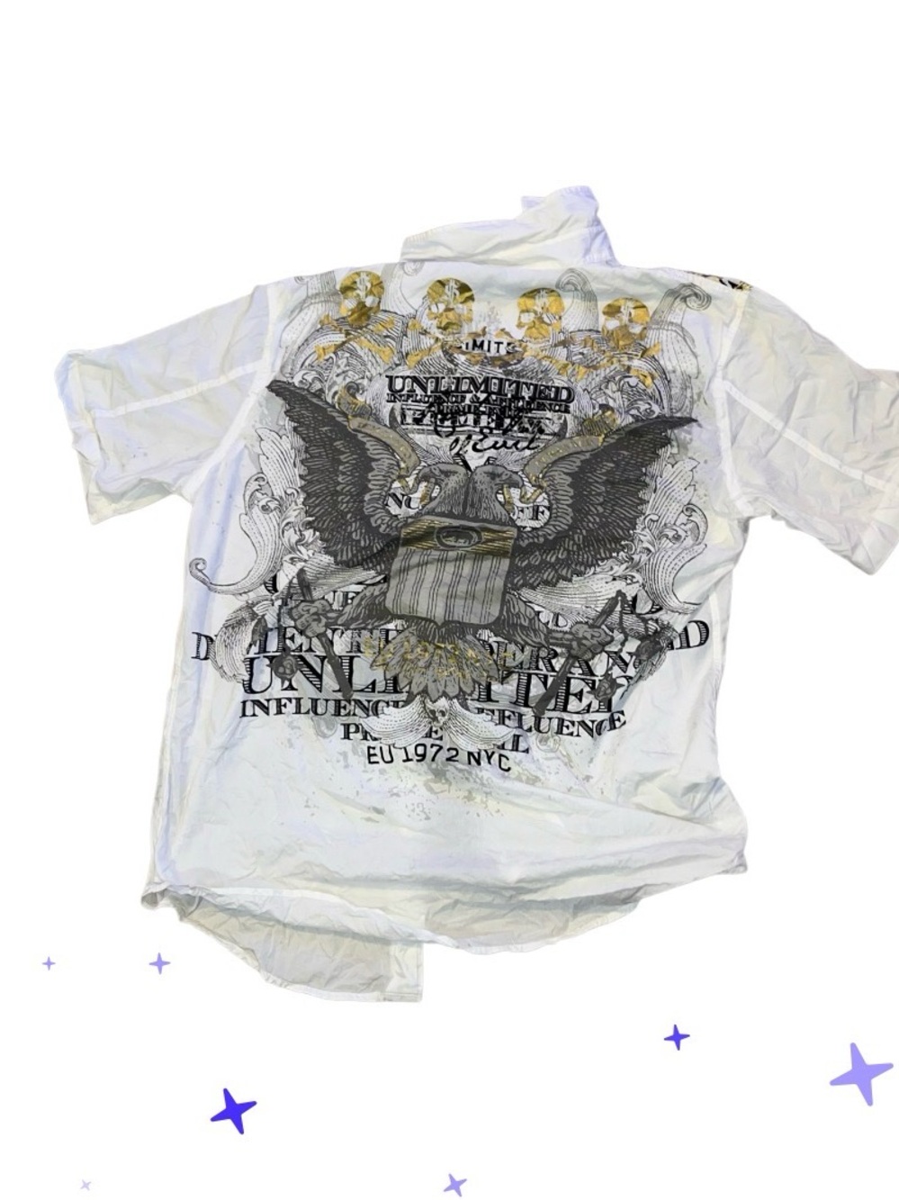 VTG Y2K AOP ECKO unltd money all over print button down shirt mens XL